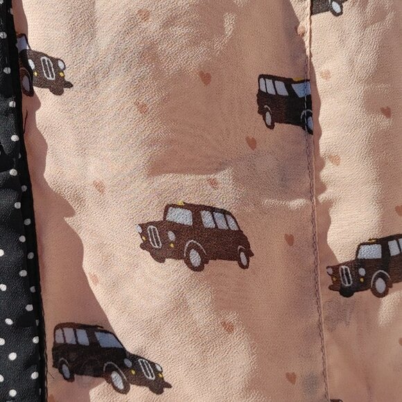 FUN MODCLOTH YUMI Vintage Police Car Hearts Blouse Polka Dot Size 8/10 - Picture 4 of 7